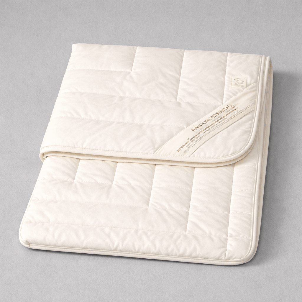 Alpaka Steppdecke für warme Tage aus Alpakawolle in beige mit Längssteppung, ideal für angenehmes Schlafklima.