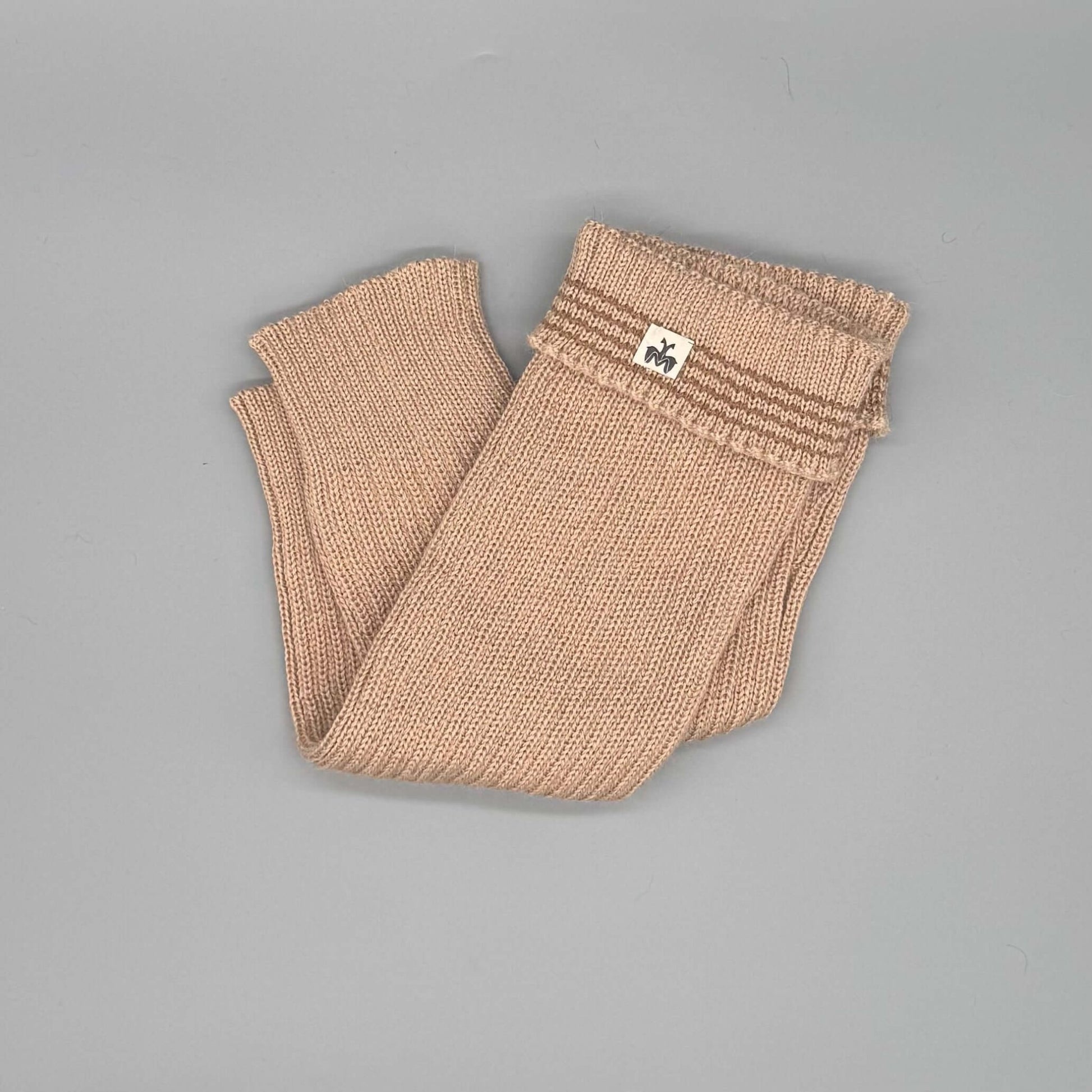 Beige Alpaka Beinstulpen mit Umschlag