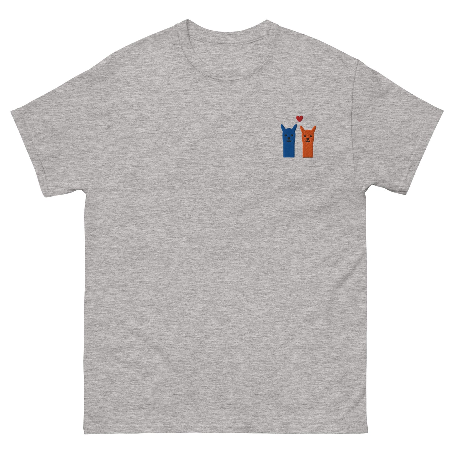 Unisex T-Shirt mit süßem Alpaka-Design und Herz, erhältlich in mehreren Farben