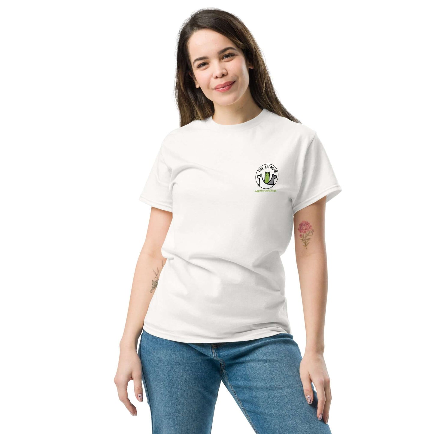 Bequemes Baumwoll-T-Shirt mit Alpaka-Motiv für mentale Gesundheit & Selbstliebe