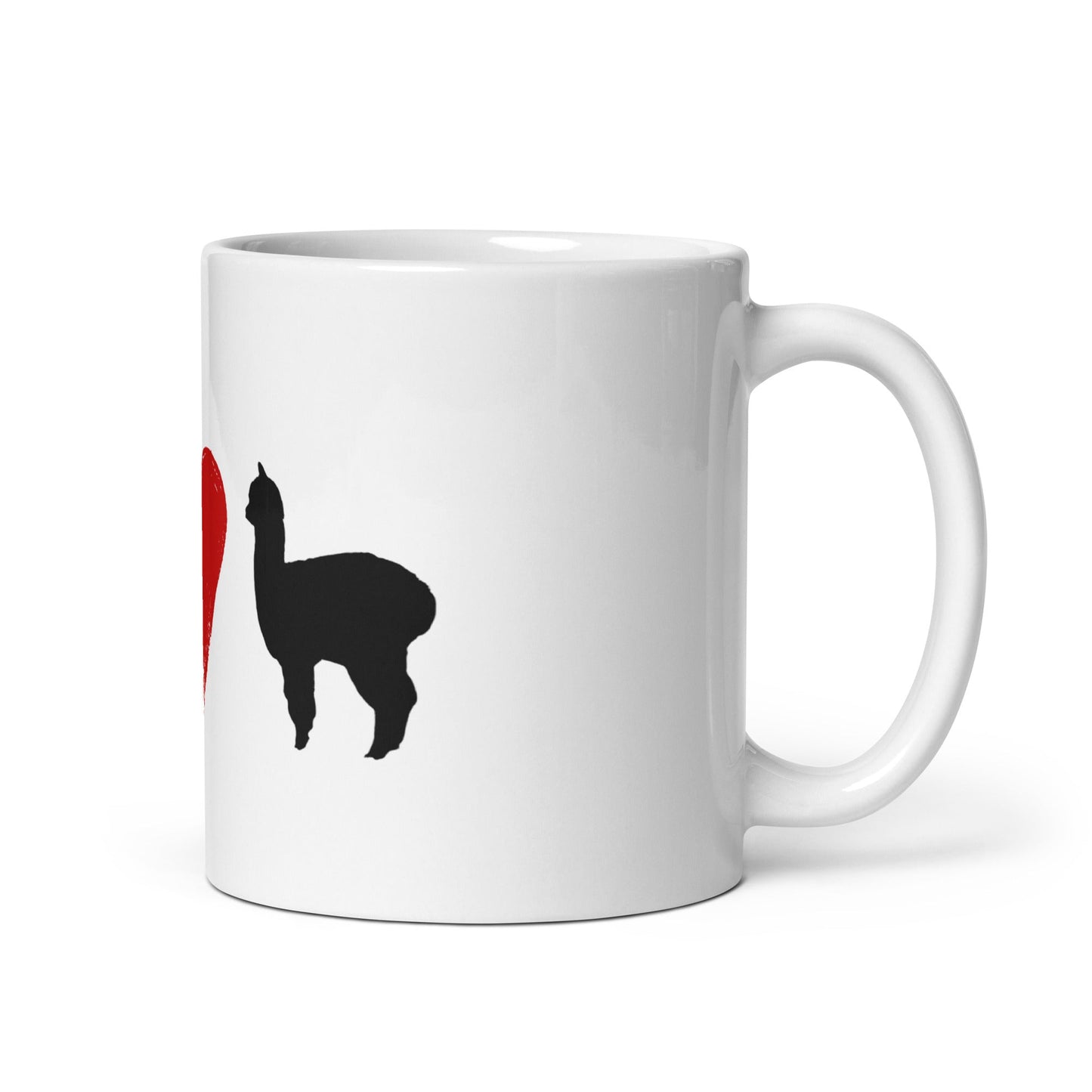 Weiße Keramiktasse 325ml mit Herz-Design und Alpaka Motiv – Geschenkidee für Tierliebhaber