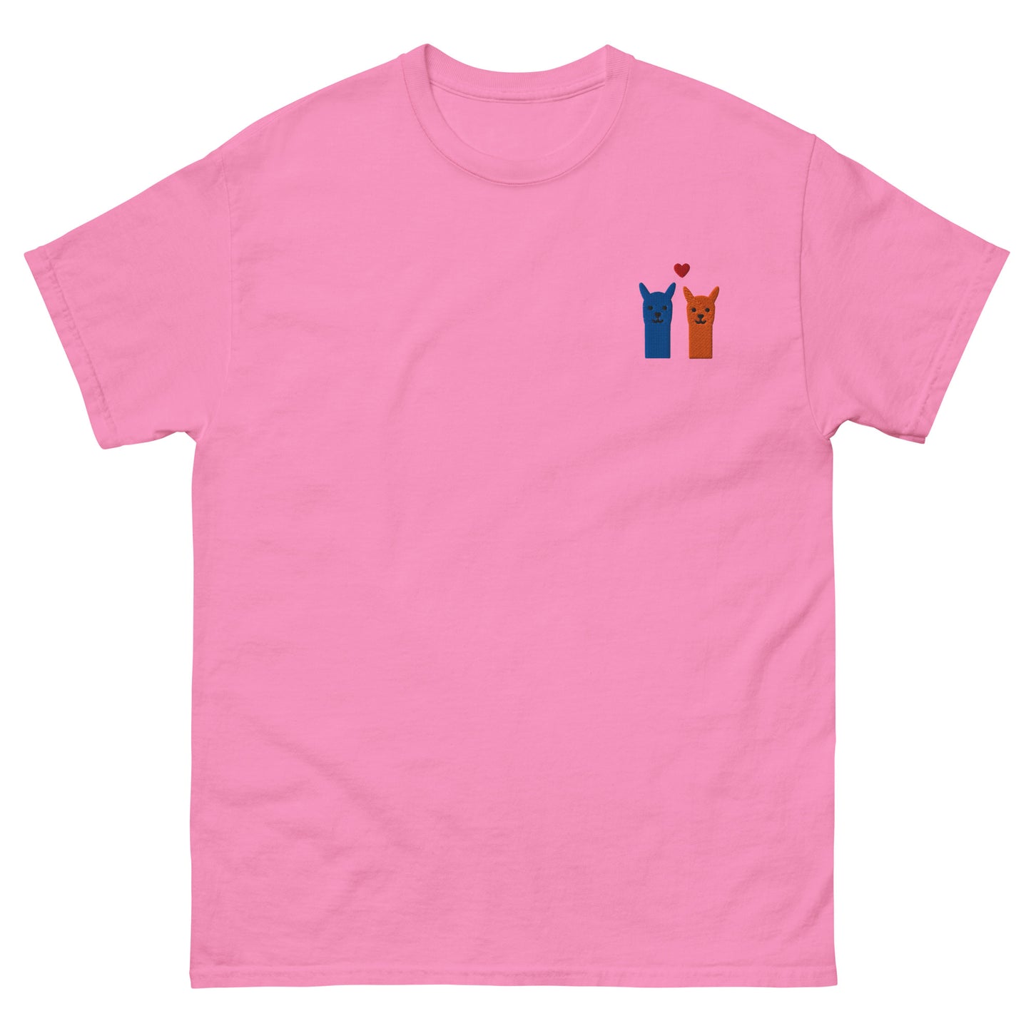 Hochwertiges Baumwoll-T-Shirt mit einzigartiger Alpaka-Bestickung und Herzsymbol