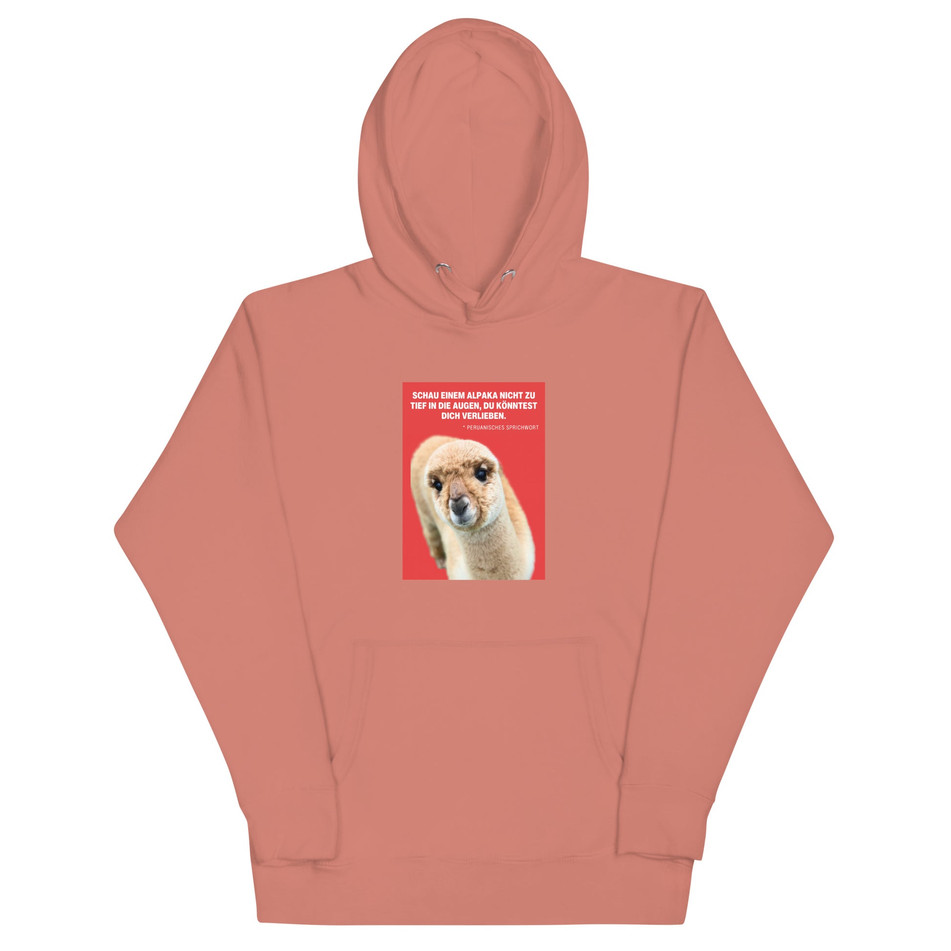 Alpaka Hoodie Unisex mit Alpaka Motiv "Schau einem Alpaka nie zu tief in die Augen" - Hoodie mit Alpaka Motiv