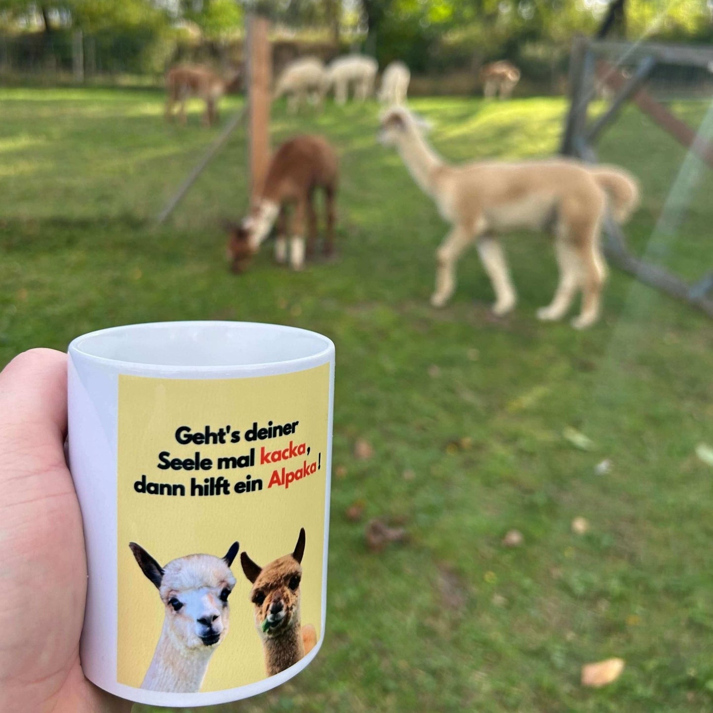Tasse mit lustigem Alpaka-Motiv direkt online im Alpakashop kaufen