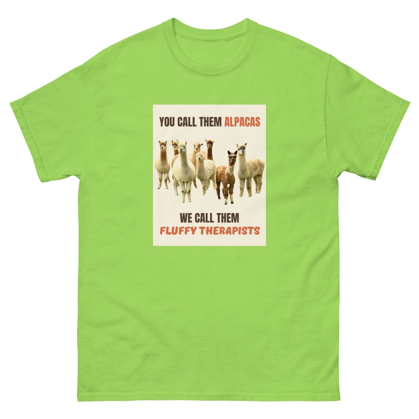 alpaka fan t-shirt aus baumwolle mit print