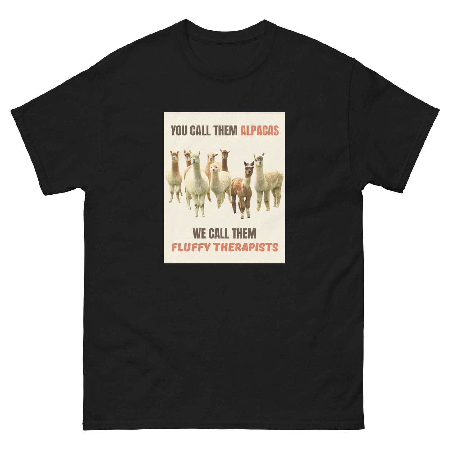alpaka t-shirt spruch fluffy therapists unisex baumwolle