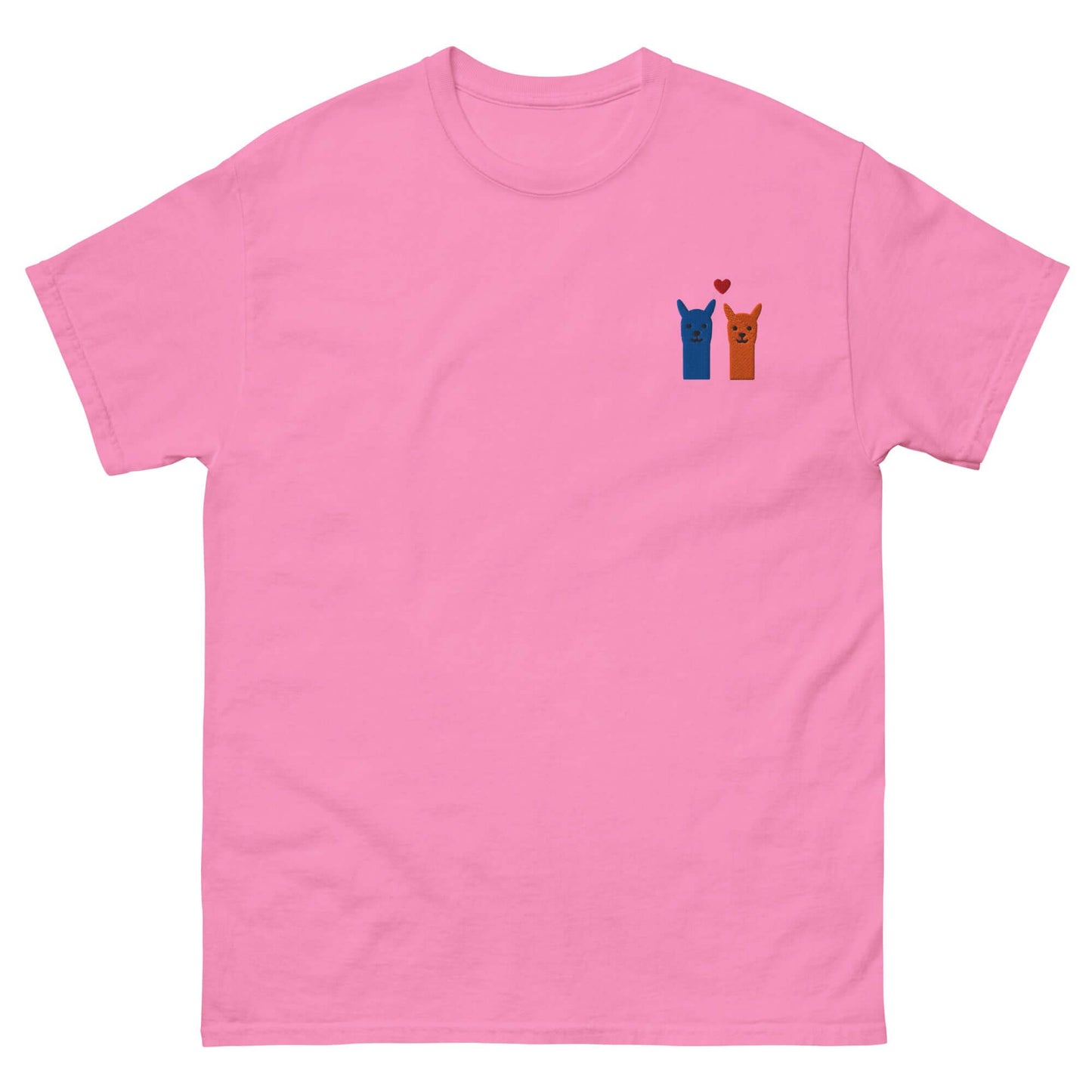 Hochwertiges Baumwoll-T-Shirt mit einzigartiger Alpaka-Bestickung und Herzsymbol
