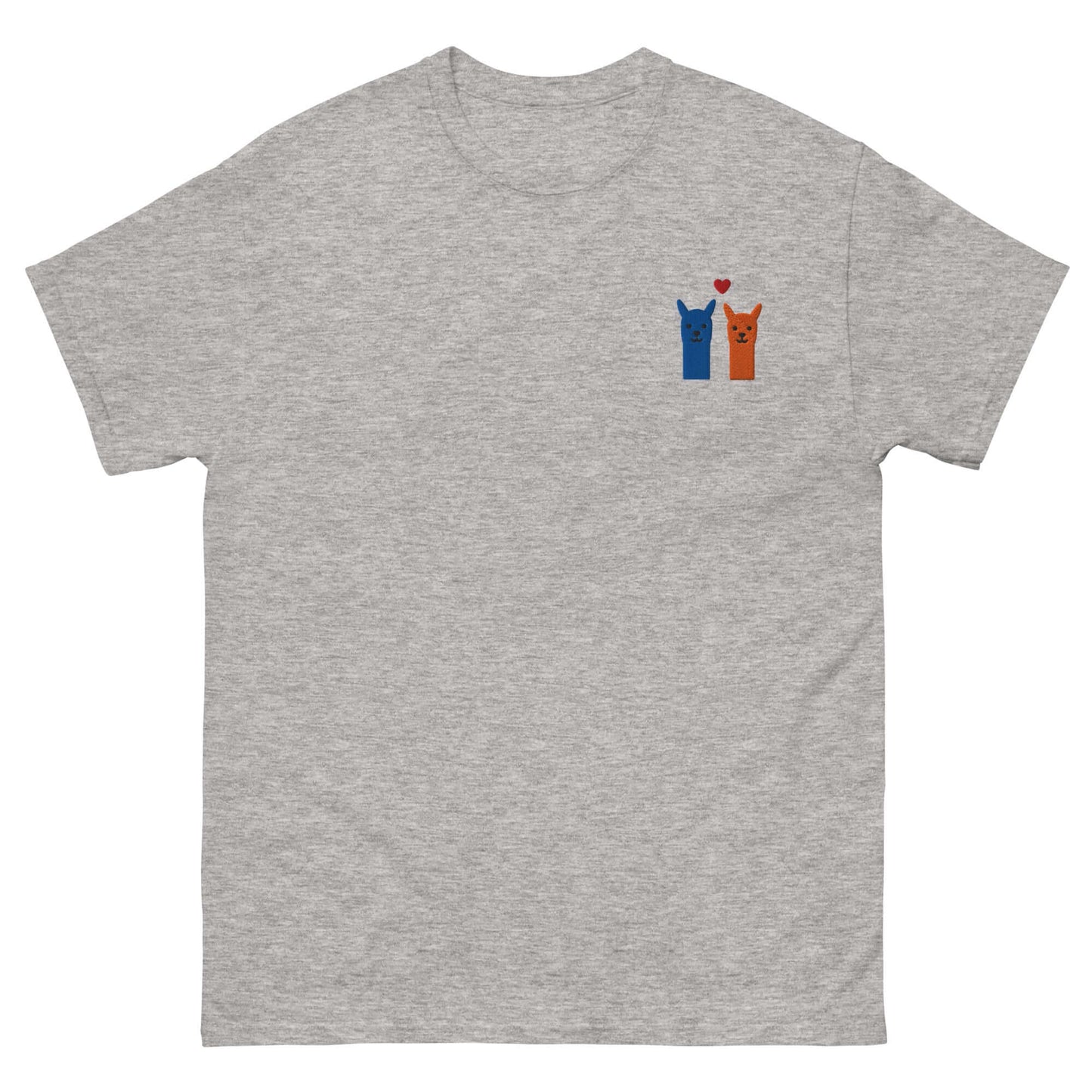 Unisex T-Shirt mit süßem Alpaka-Design und Herz, erhältlich in mehreren Farben