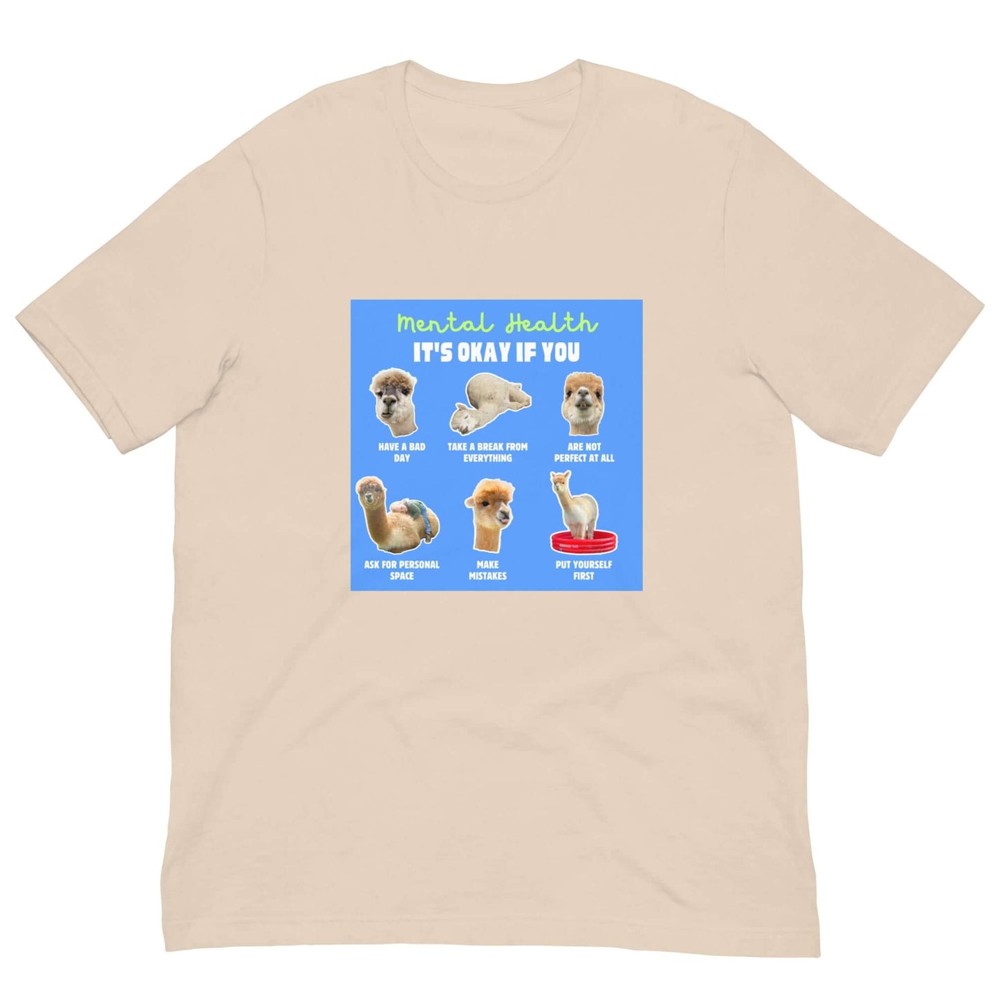 Unisex Alpaka T-Shirt "It's Okay If You (...)" – Mental Health Statement & Alpaka-Motiv