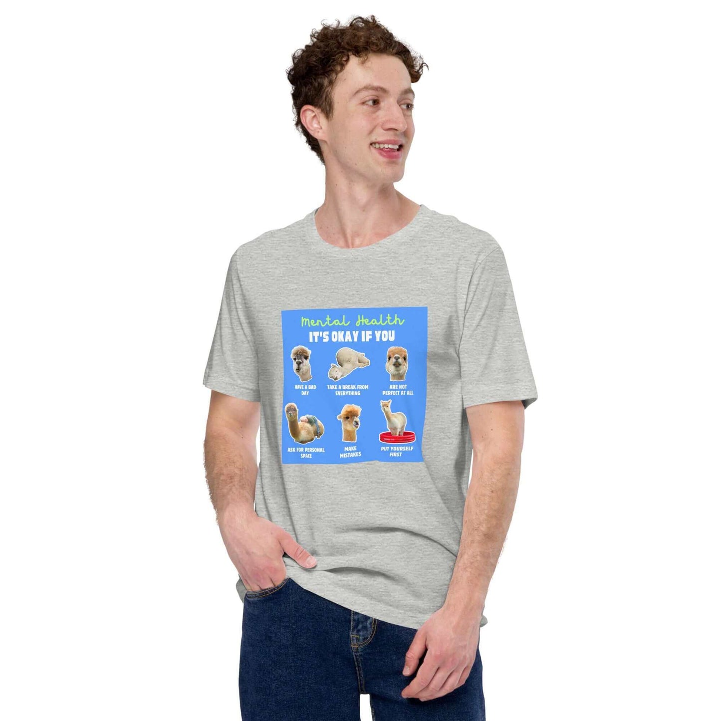 Umweltfreundliches T-Shirt aus Alpakawolle, unterstützt Mental Health Projekte, erhältlich im Alpaka Shop.