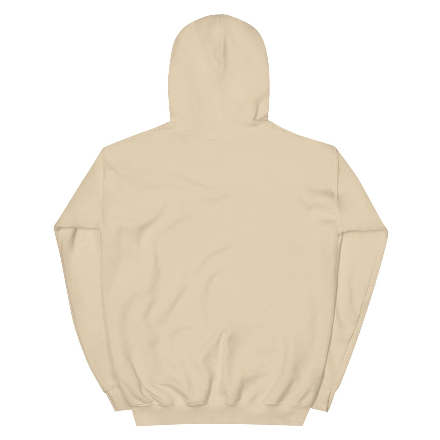 Beige unisex Hoodie mit Kapuze, schlichtes Design, ideal für Gemütlichkeit und Alltag.