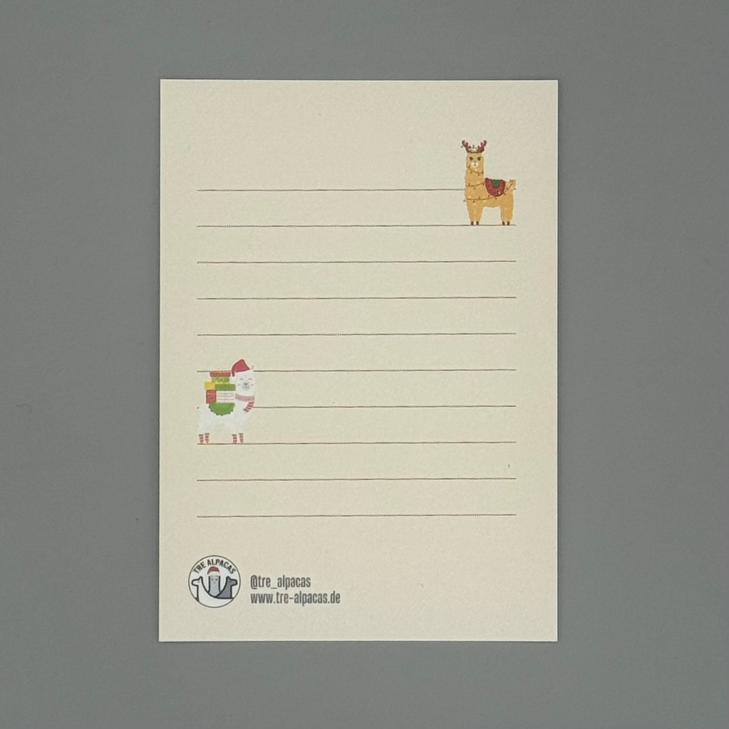 Weihnachtskarte mit süßem Alpaka-Motiv – Merry Christmas Postkarte mit Alpaka Greta