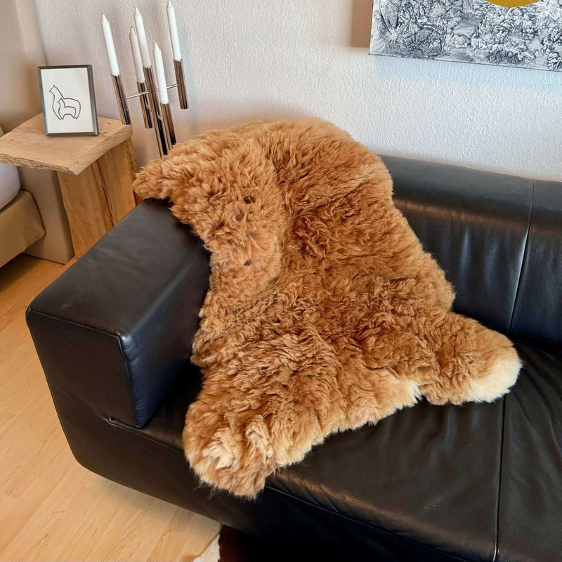 Jetzt bei uns erhältlich: Wärmflasche aus Alpakawolle und flauschiger Alpaka Fellteppich - tre_alpacas