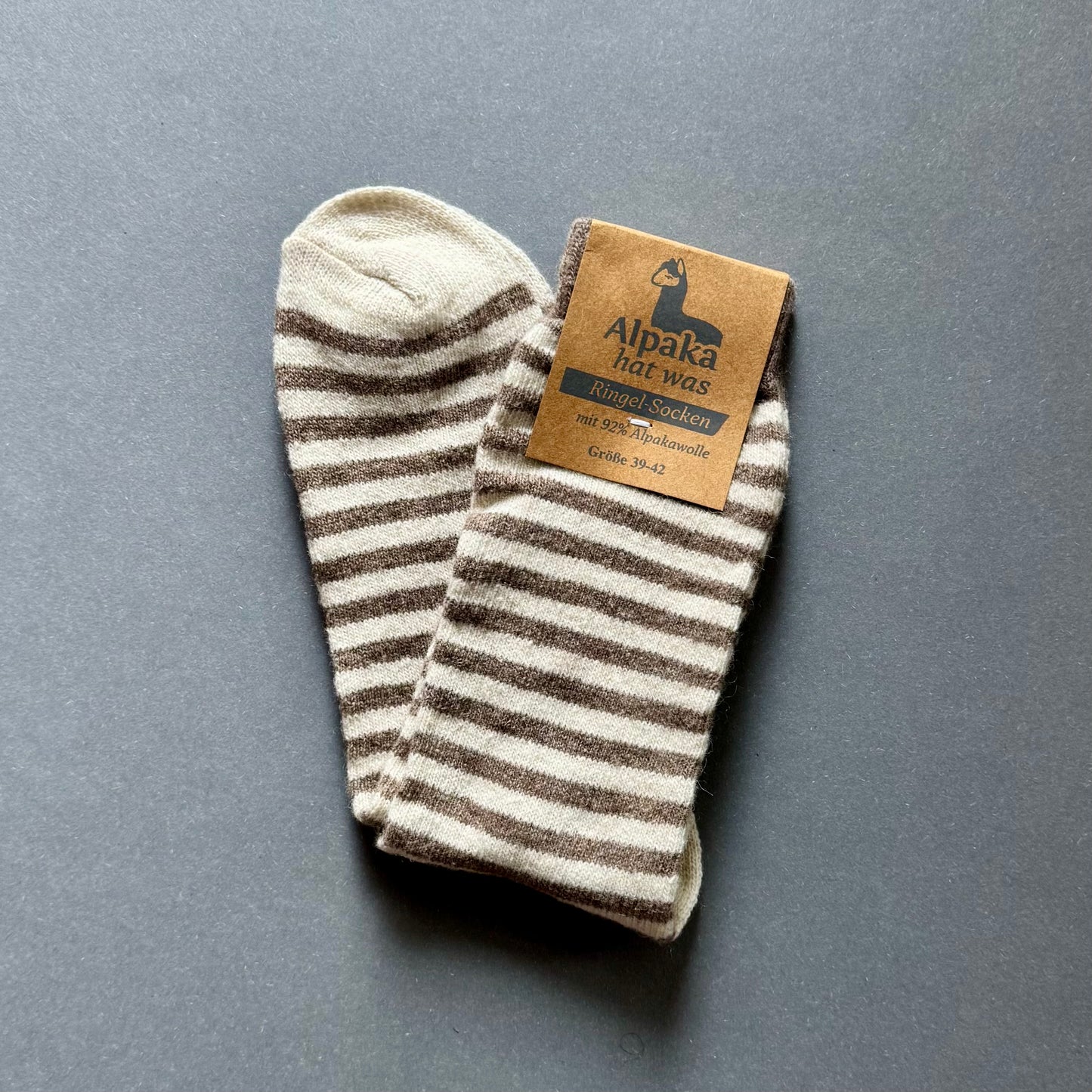 Gestreifte Alpaka Socken aus 92% Alpakawolle – Mit Ringelmuster für Damen und Herren