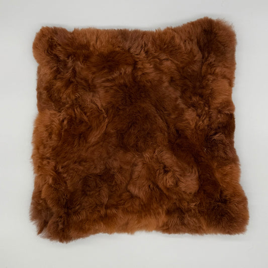 Alpaka Fellkissen 40x40 cm aus 100% Baby-Alpaka Echtfell (Dunkelbraun, Braun))