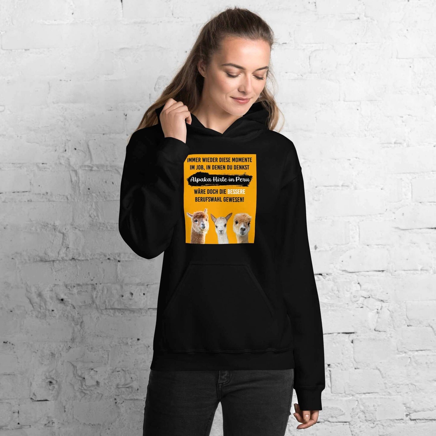 Alpaka Kapuzenpullover mit lustigem Spruch und einzigartigem Alpaka Print - ideales Geschenk