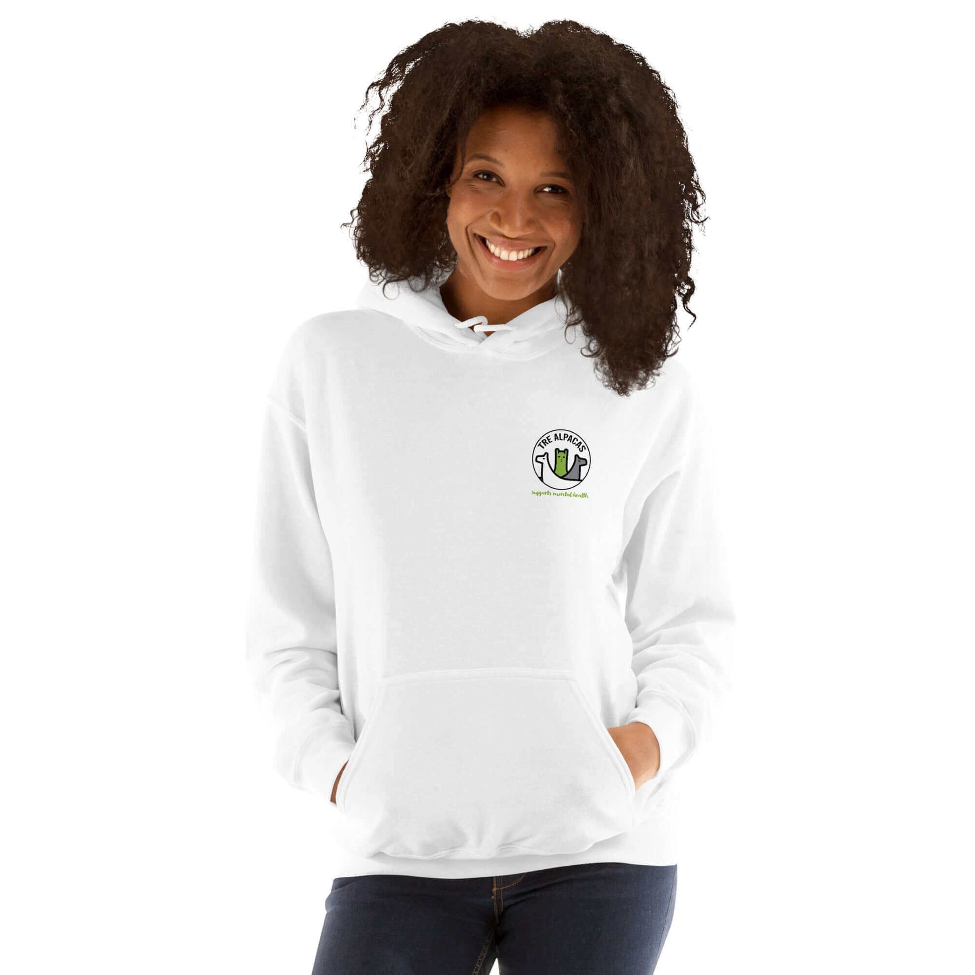 Süßer Alpaka Hoodie – nachhaltige Mode mit inspirierender Botschaft auf der Rückseite
