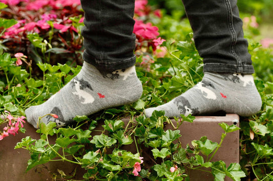 Hohe Alpaka Socken im süßen Alpaka-Design – Weiche, geruchsneutrale Alpakawoll-Socken