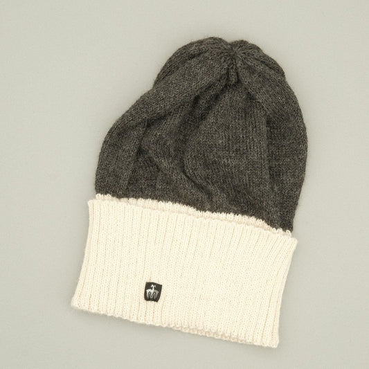 Cuddly soft hat made from 100% baby alpaca wool | Various designs in grey, white, and navy & warm through cold days