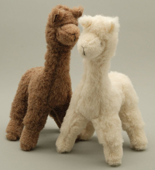 Alpaca stuffed toy made from alpaca fur | 32 cm tall & hyperallergenic | Available in brown or white