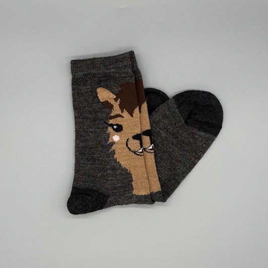 Kuschelige Alpaka-Wollsocken mit 3D-Alpaka-Motiv für Damen und Herren