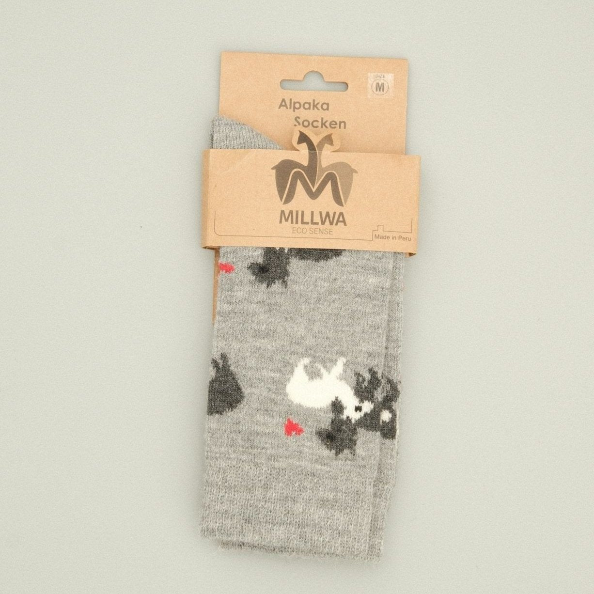 High alpaca socks made of alpaca wool | Cute alpaca motif in blue & warming eye-catcher