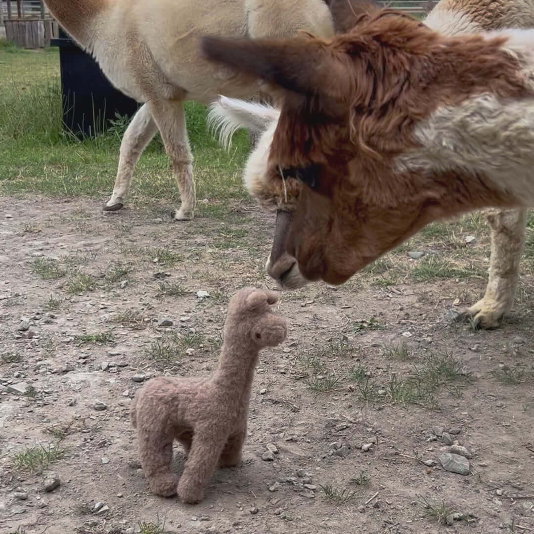 Alpaka Lama Plüschtier aus echtem Alpakafell – Groß und kuschelig, 32 cm, jetzt im Alpaka Wolle Shop erhältlich
