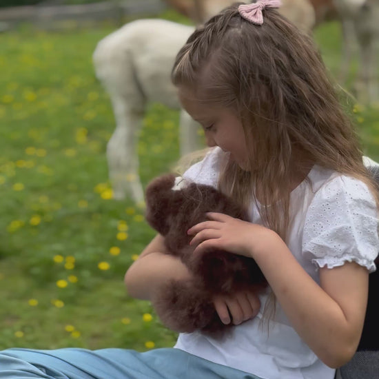 Alpaka Kuscheltier aus weicher Alpakawolle, Plüschtier für Kinder und Erwachsene