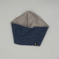 Alpaka Stirnband – 2-farbiges Wendestirnband aus 100% Babyalpaka Wolle in Blau und Beige.