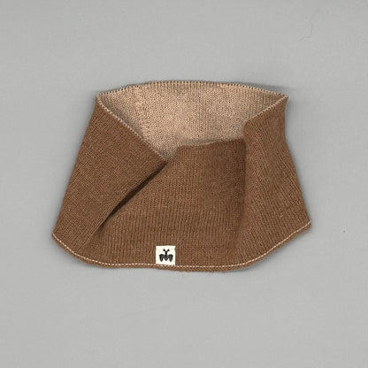 Alpaka Stirnband – 2-farbiges Wendestirnband aus 100% Babyalpaka Wolle in Braun.