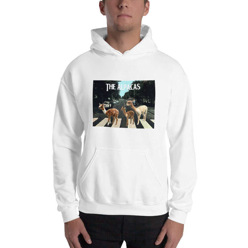 Alpaka Hoodie im Alpakas Tiere meets Beatles Design im Online Shop Alpakawolle direkt kaufen