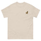 Beige T-Shirt mit gesticktem Alpaka Emoji auf der Brust, ideal für Alpaka-Fans und Unisex-Kleidung.