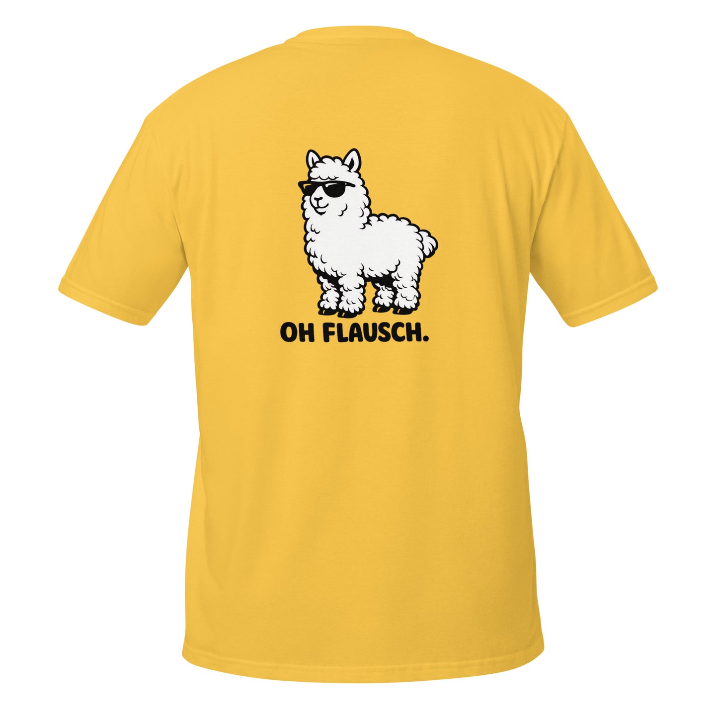 Lustiges Alpaka T-Shirt „Oh Flausch" mit einem süßen Alpaka-Motiv auf der Rückseite.