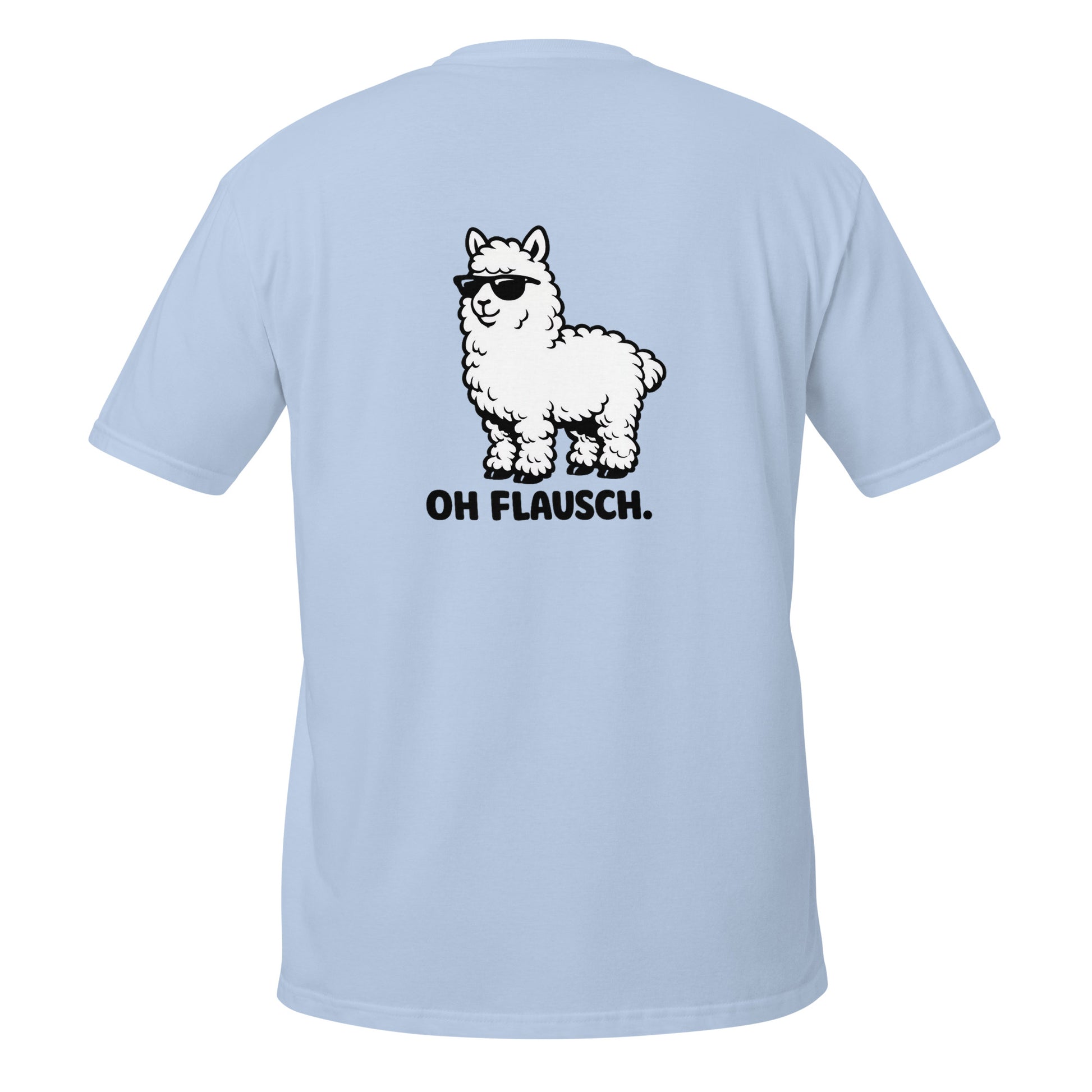 Lustiges Alpaka T-Shirt mit fröhlichem Alpaka Motiv und Spruch "Oh Flausch." für Tierliebhaber.