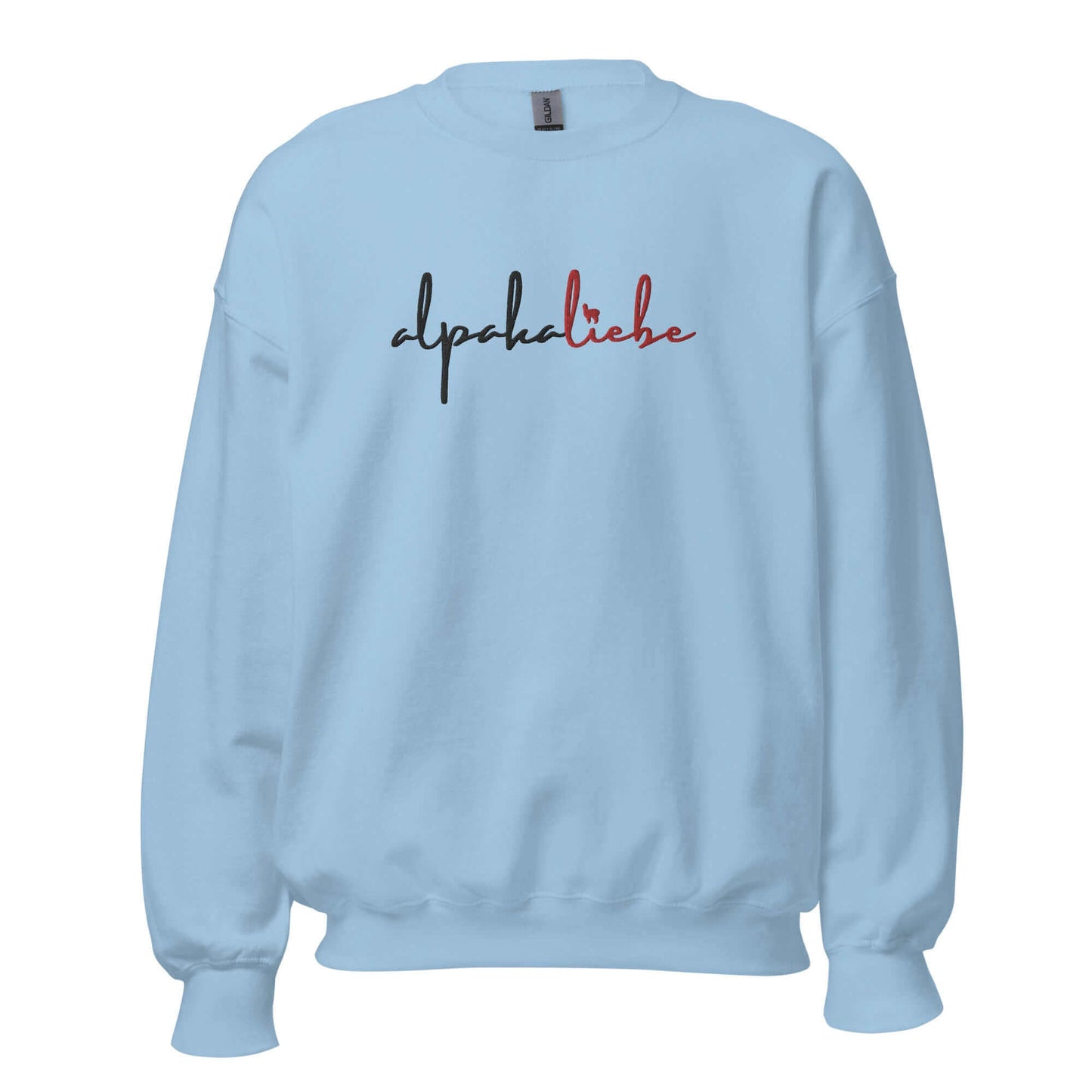 Alpaka Liebhaber Pullover – Unisex Rundhals Pullover mit "alpakaliebe" Stickerei