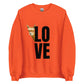 Alpaka Pullover LOVE in leuchtendem Orange mit Alpaka Franzl und großem "LOVE" Print