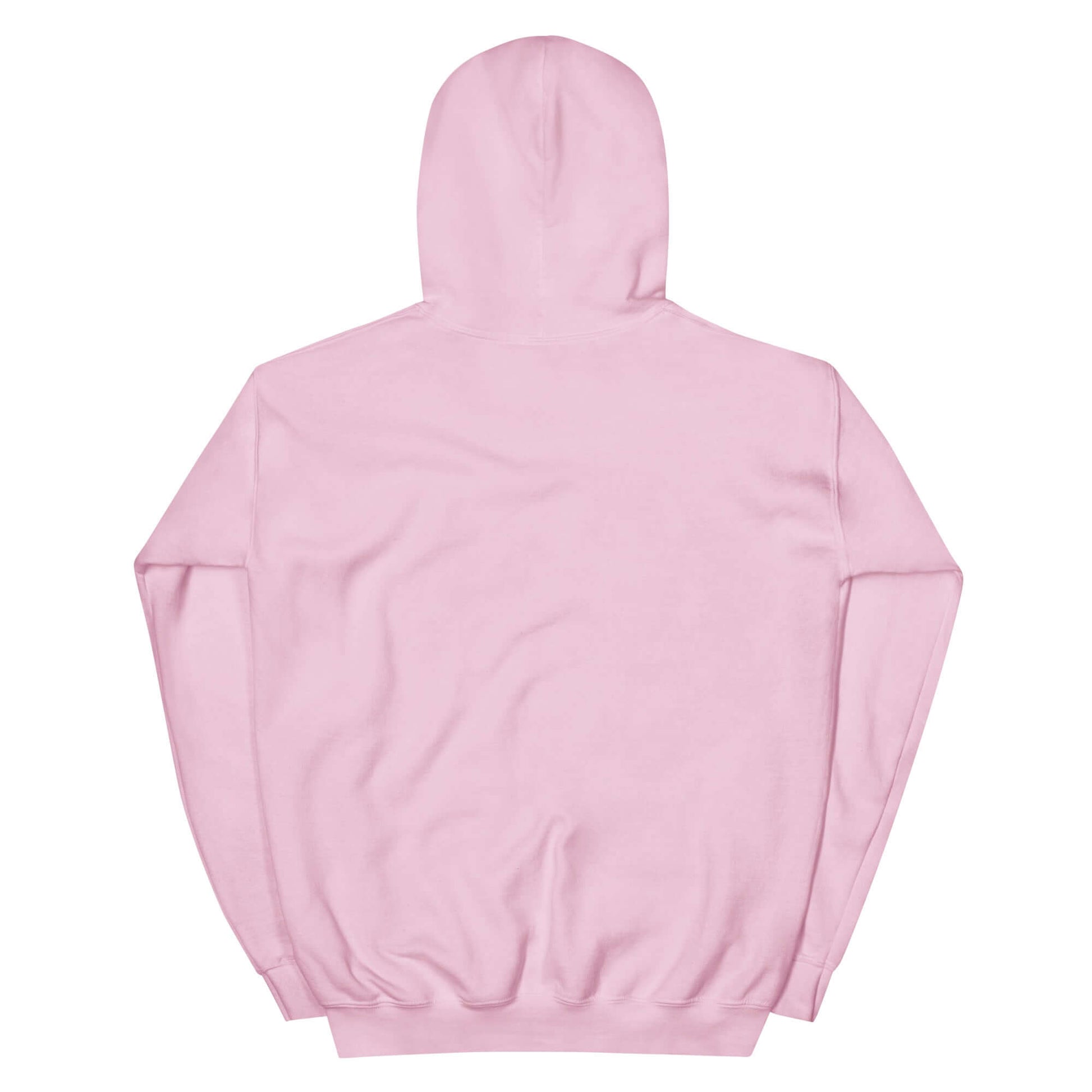 Rückansicht eines niedlichen rosa Alpaka Hoodies mit Kapuze, ideal für gemütliche Outfits.