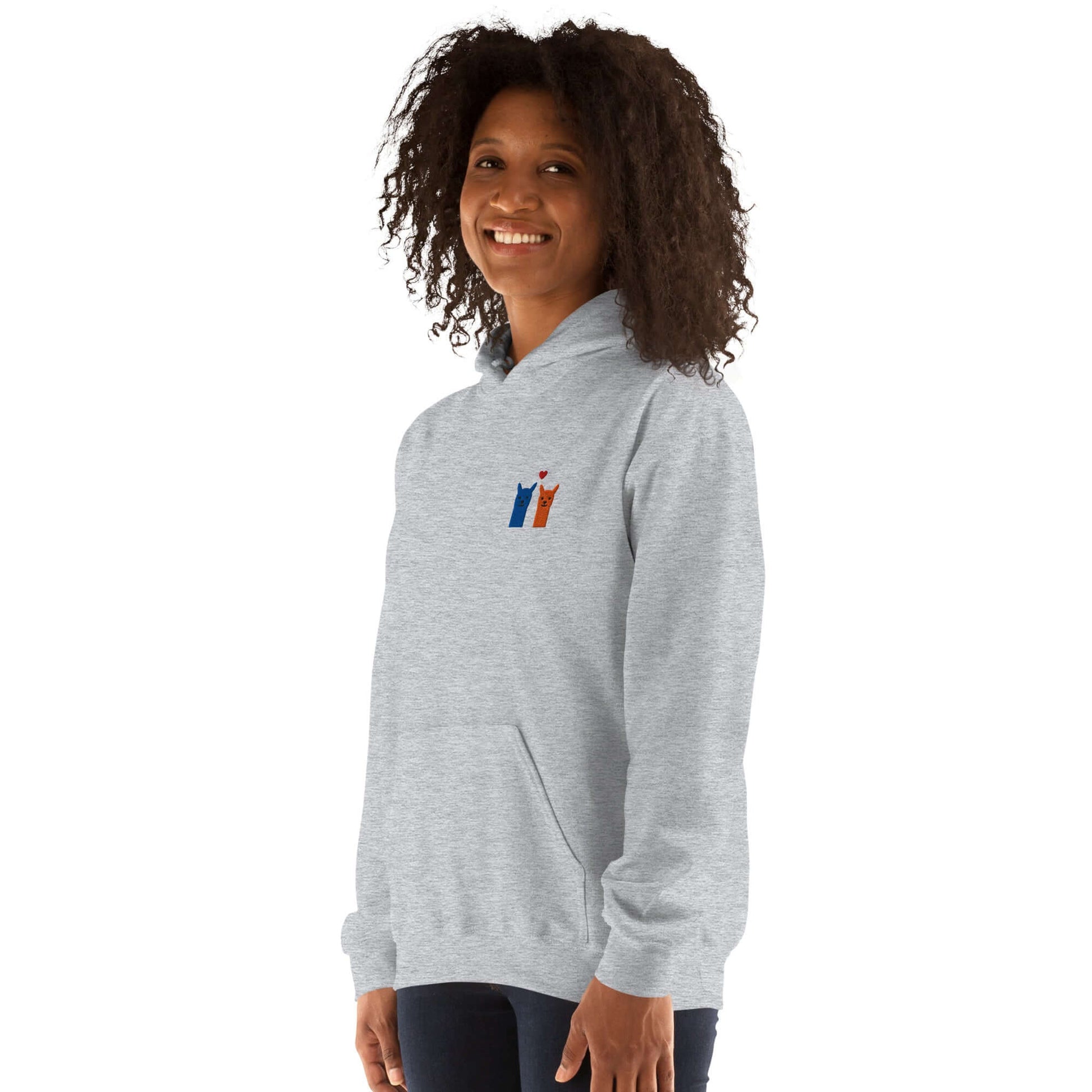 hoodie mit alpaka motiv herz emoji