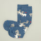 High alpaca socks made of alpaca wool | Cute alpaca motif in blue & warming eye-catcher